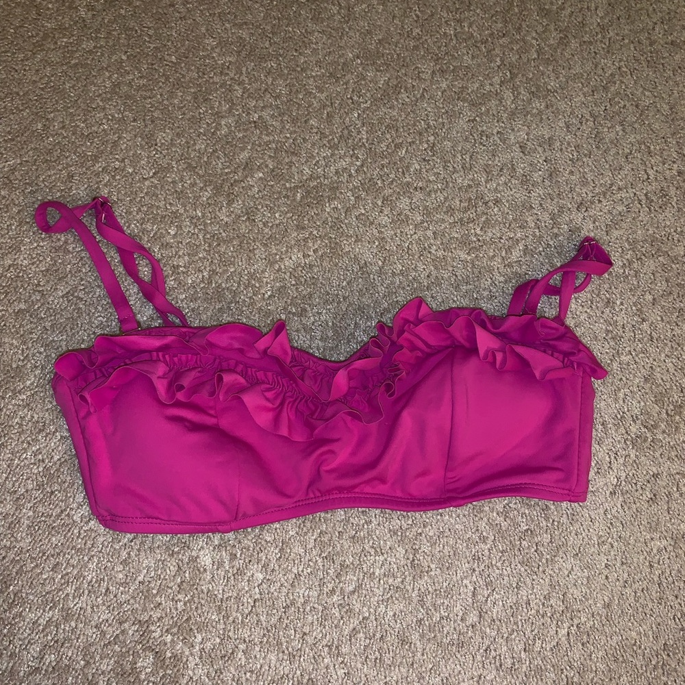 Pink ruffled bikini top
